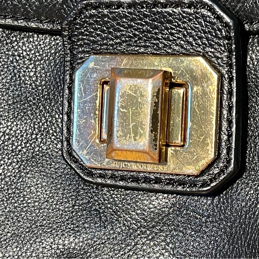 Vintage Y2K Juicy Couture Black Leather Convertible Backpack Shoulder Bag
